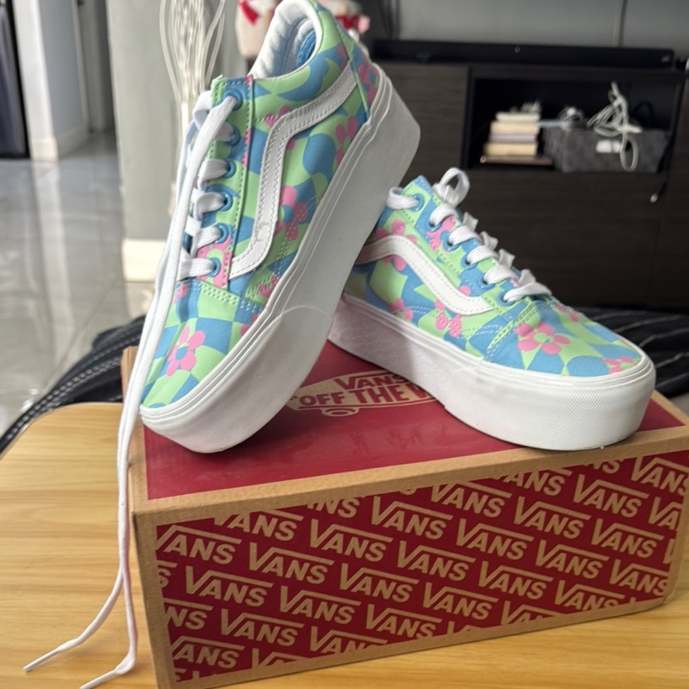 Vans Floral Sneakers - Blue and Pink
